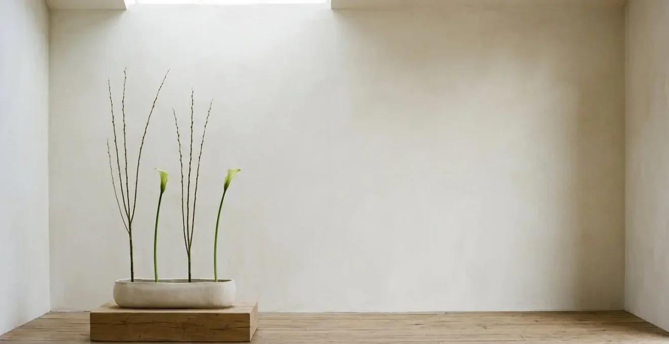 Minimalist linear floral design emphasizing empty space as compositional element